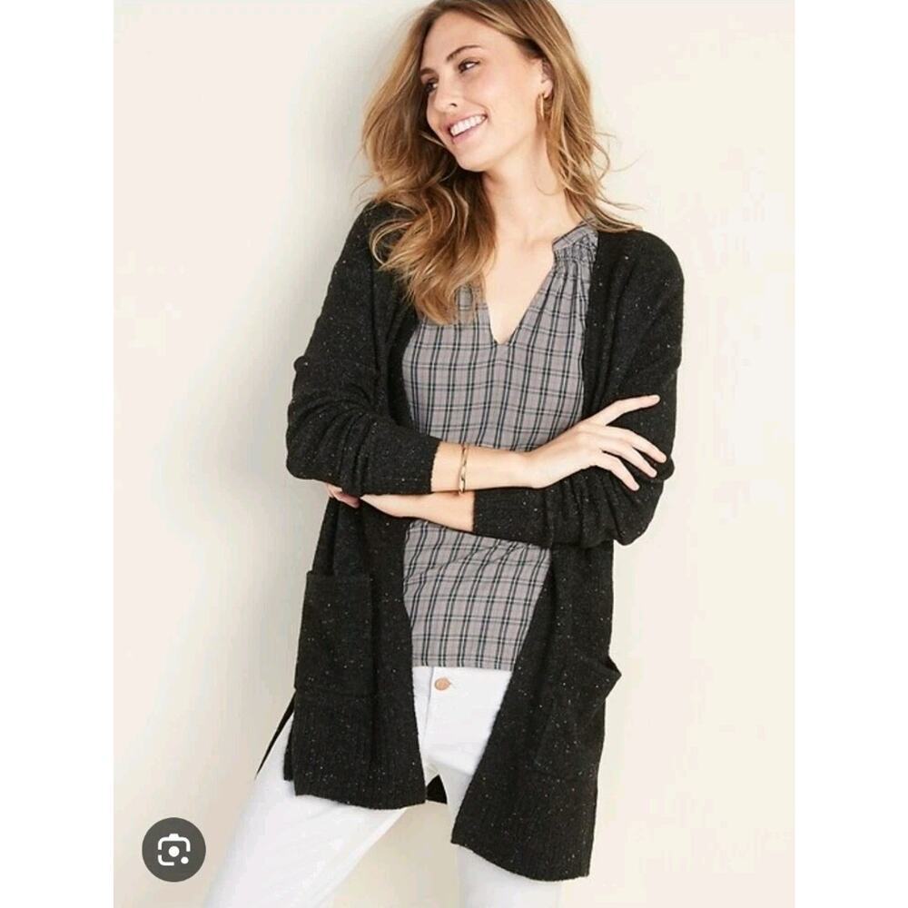 Old Navy Dark Gray Open Front Long Line‎ Spongy Cozy Cosmic Cardigan Size Small